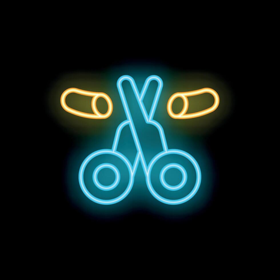 Neon scissors cutting cigarette for stop smoking concept vector