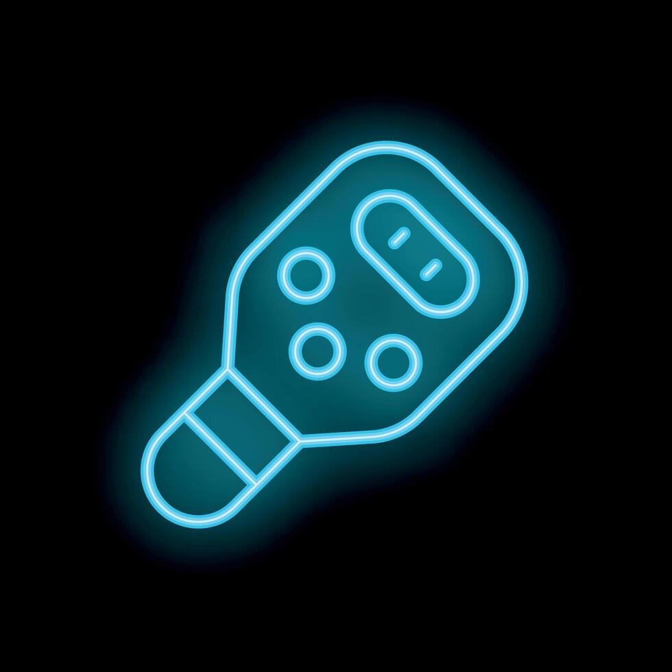 Neon icon of electronic device with buttons showing through darkness vector