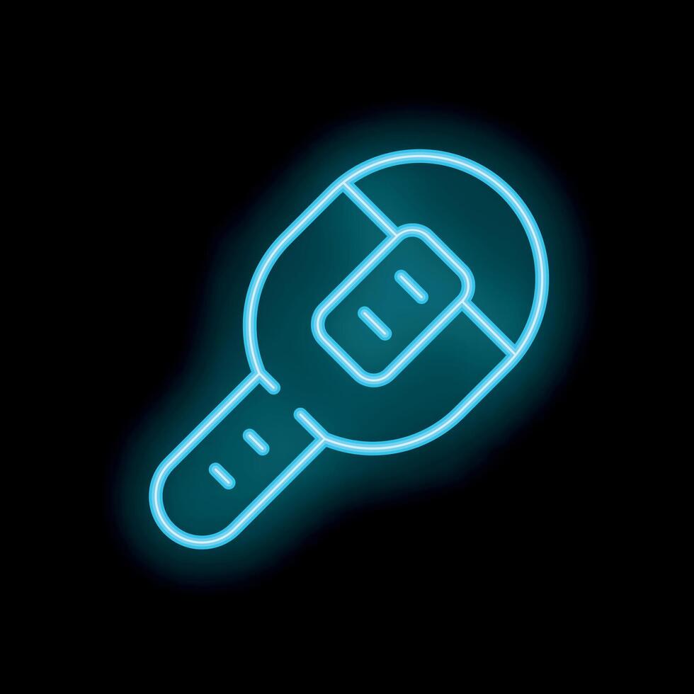 Blue neon sign icon of a smart watch on a black background vector