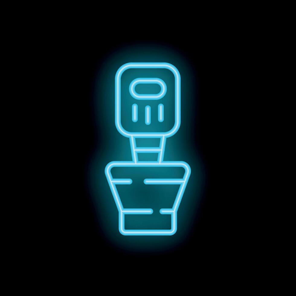 Neon icon of a car seat heating system with a fan blowing hot air vector