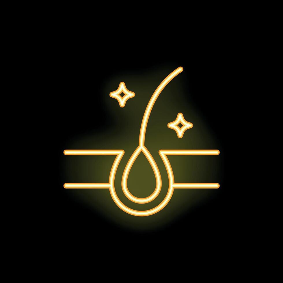 Neon hair bulb icon glowing on dark background vector