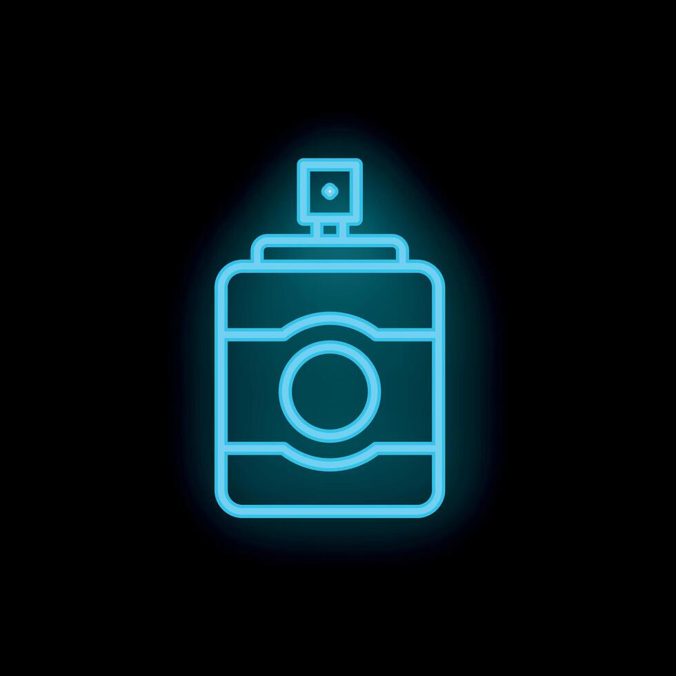 Neon icon of spray can glowing on dark background vector