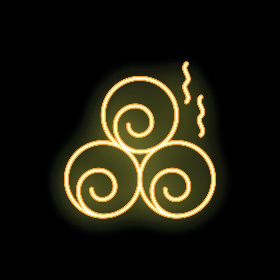 Neon yellow towel warmer icon glowing on black background vector