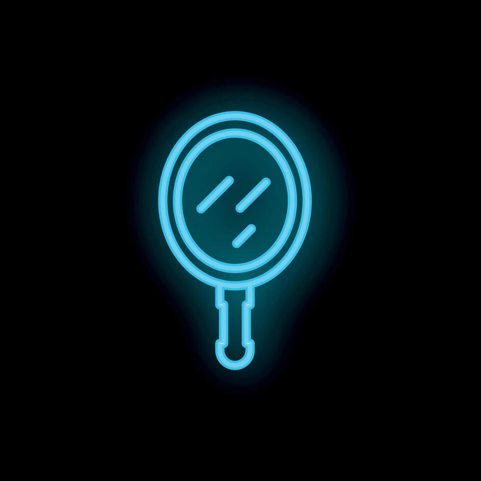 Neon mirror icon glowing on dark background vector