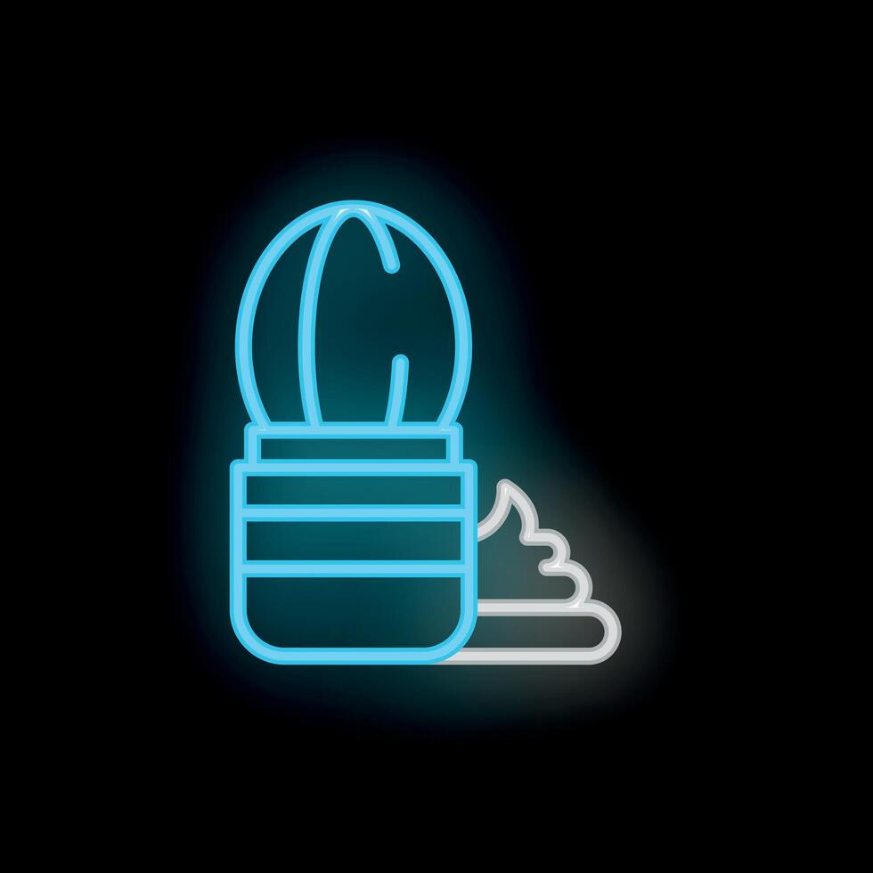 Neon shaving brush with shaving cream icon on black background vector