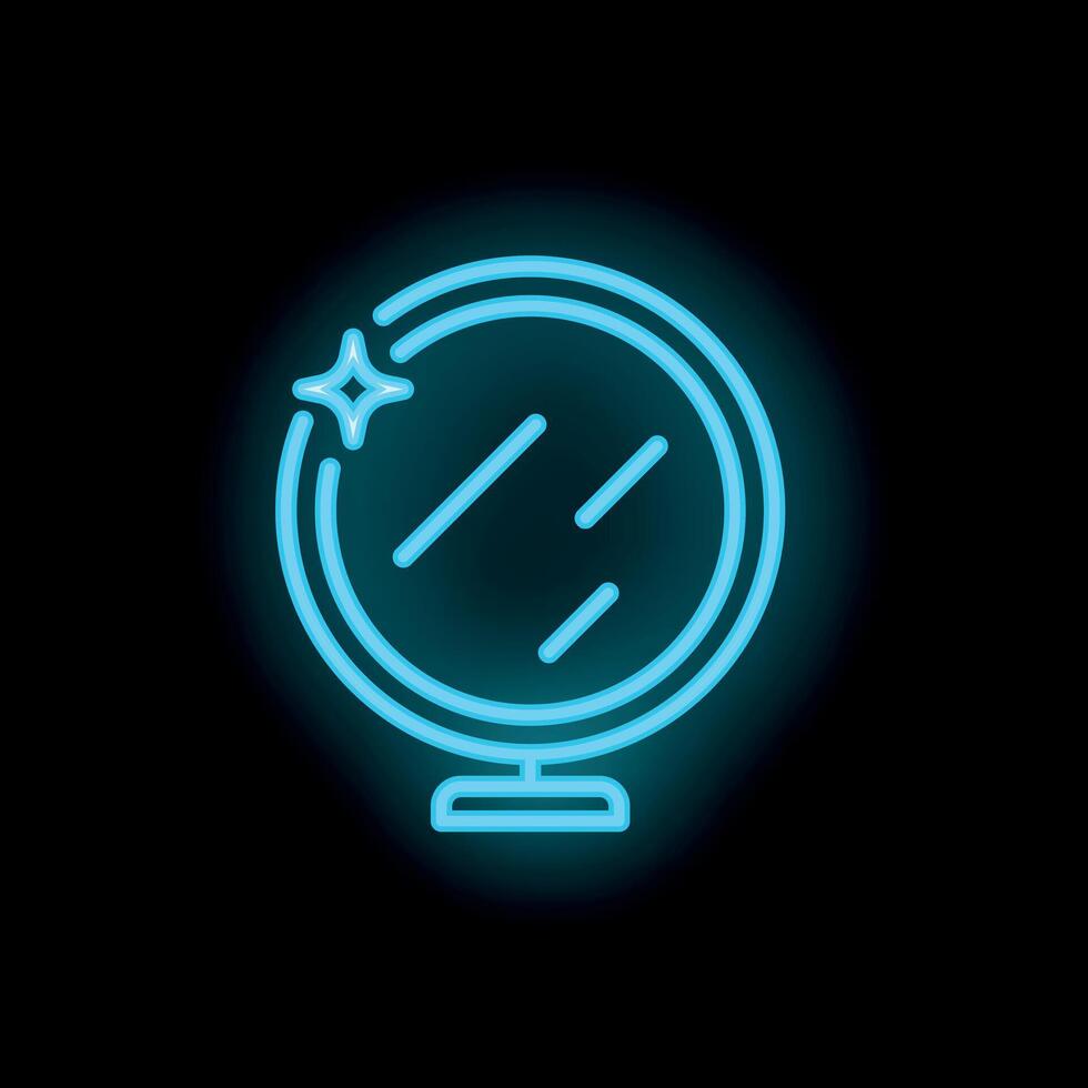 Blue neon sign of a clean mirror on a black background vector