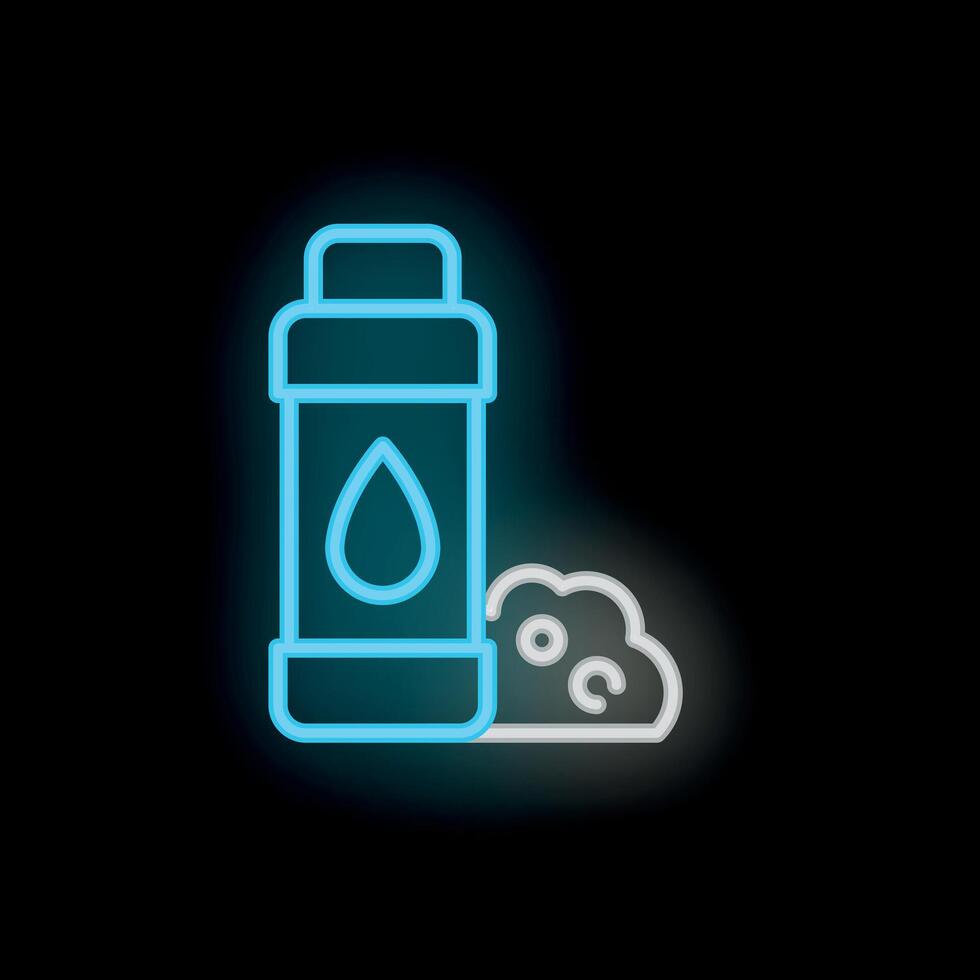 Neon water filter cleaning polluted water with activated carbon vector
