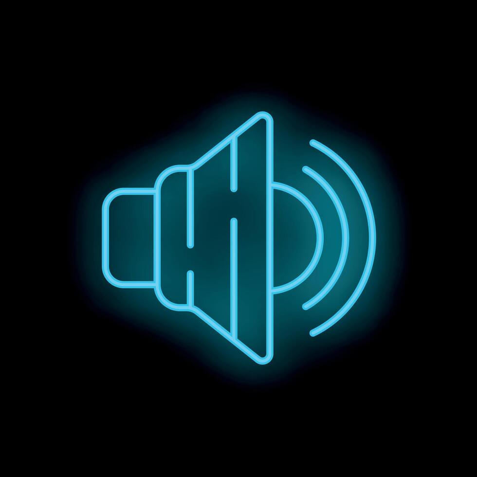 Neon icon of loudspeaker emitting sound waves vector