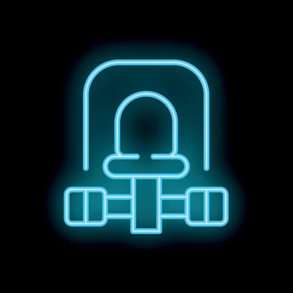 Blue neon icon of a c clamp glowing on dark background vector