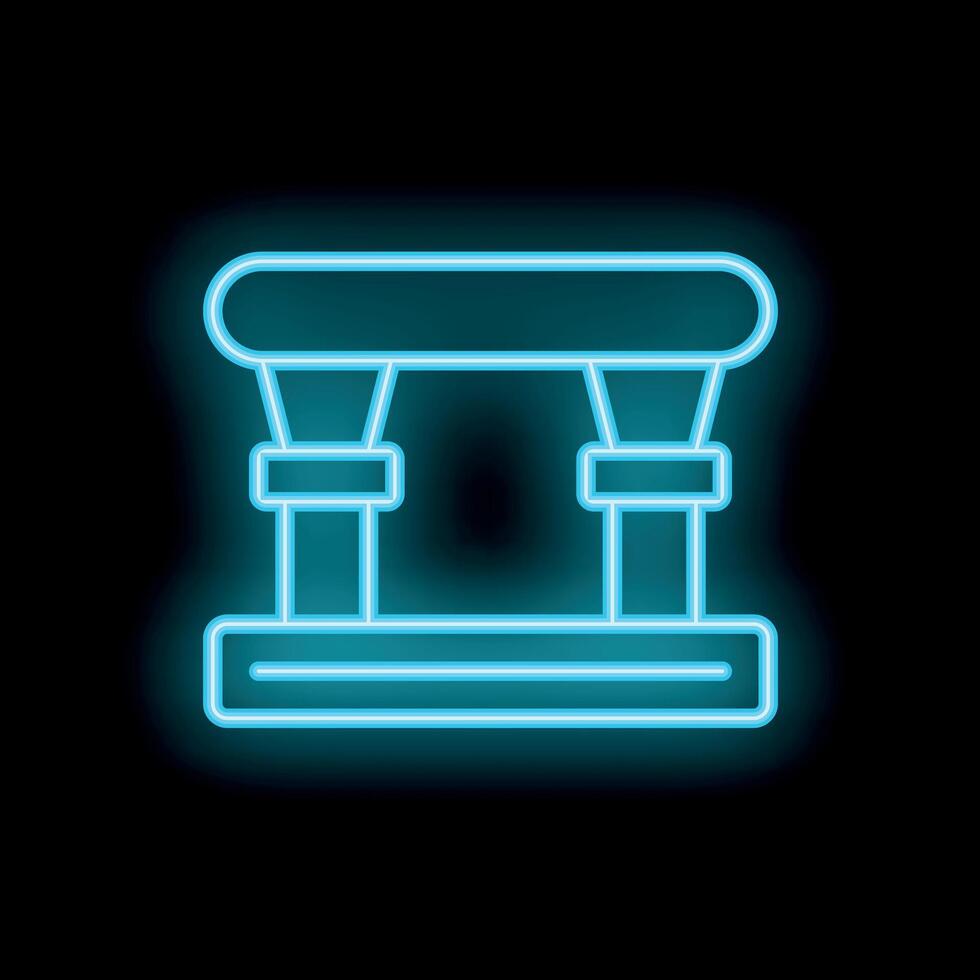 Neon icon of pommel horse gymnastic equipment glowing on black background vector