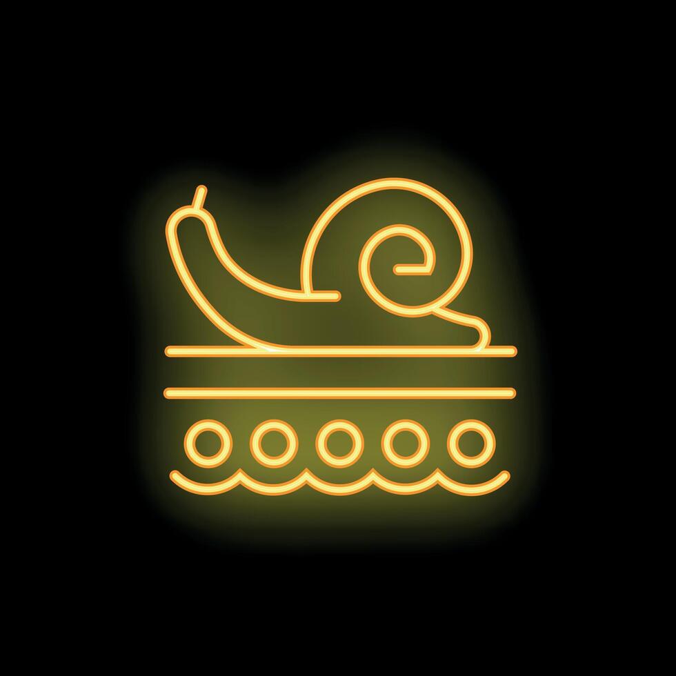 Neon snail icon crawling on a surface leaving a trail of slime vector