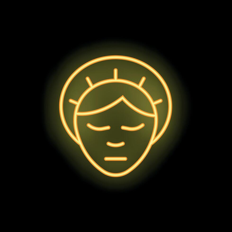 Neon sign showing serene face with halo vector