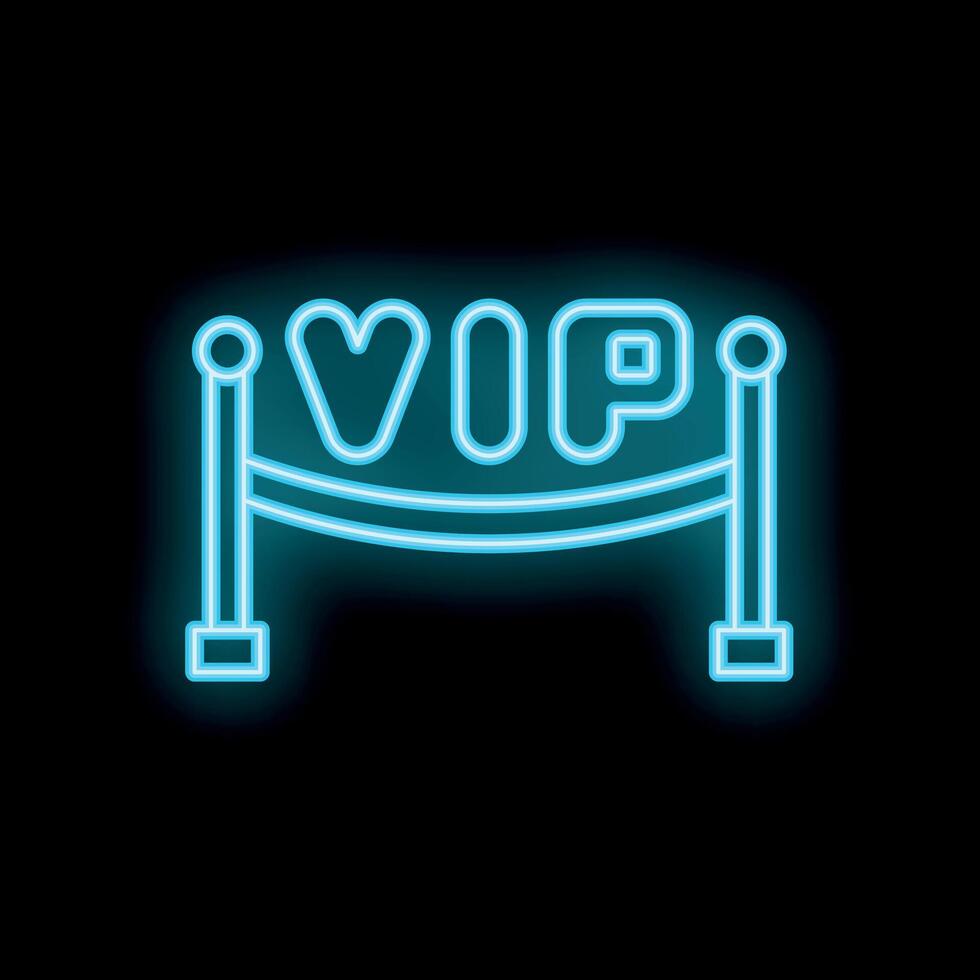 Neon blue vip barrier sign with heart representing love for exclusive access to upscale event vector