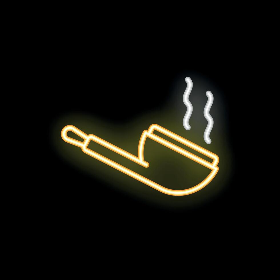 Neon sign of smoking pipe on black background vector