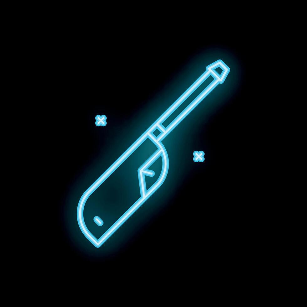 Blue neon icon of a pocket lighter striking up a flame vector