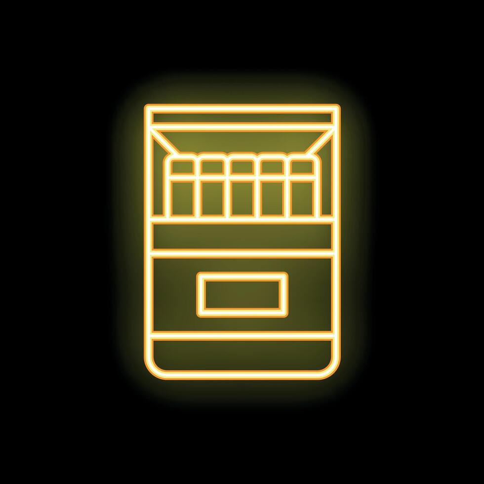 Open pack of cigarettes glowing with neon light vector