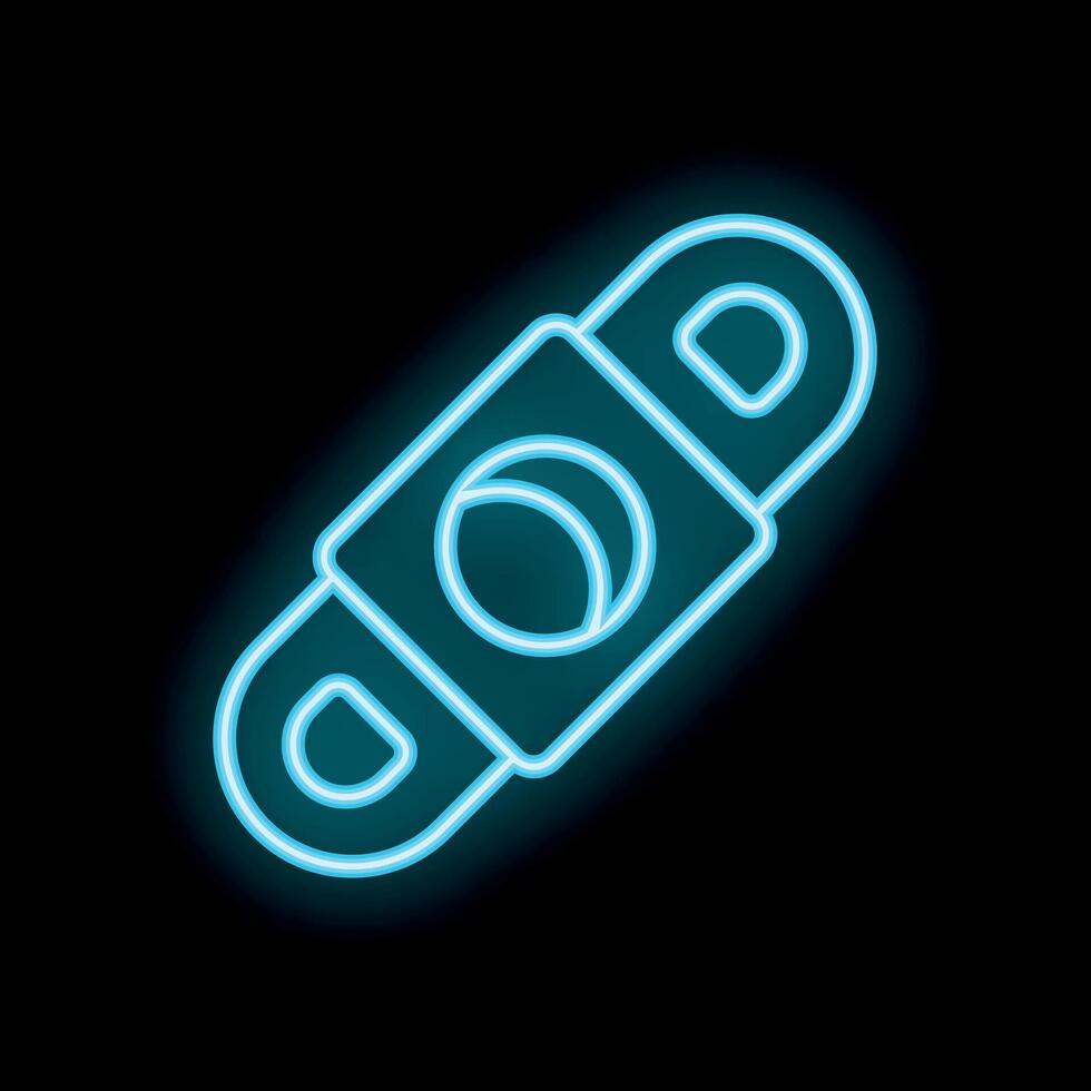 Blue neon bandage glowing on black background vector