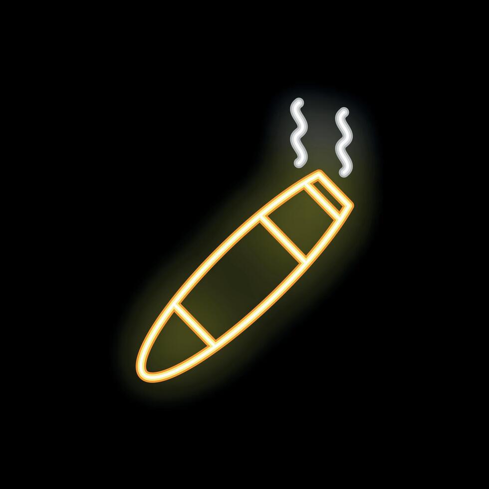 Neon cigar smoking sign glowing on black background vector