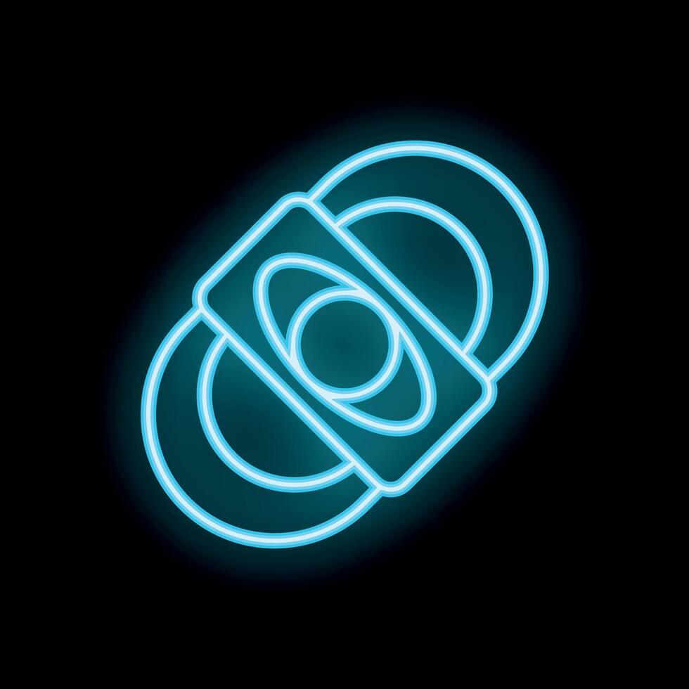 Blue neon sign of contactless payment system on black background vector