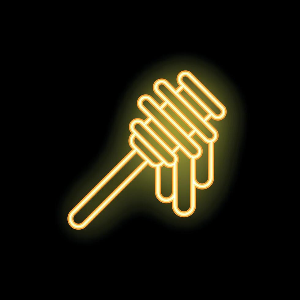 Yellow neon sign of a honey dipper dripping honey in the dark vector