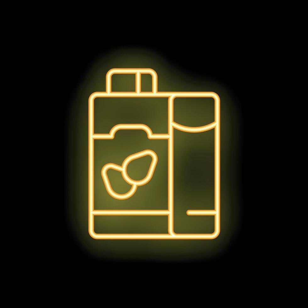 Neon sign showing almond milk carton with modern design on black background vector