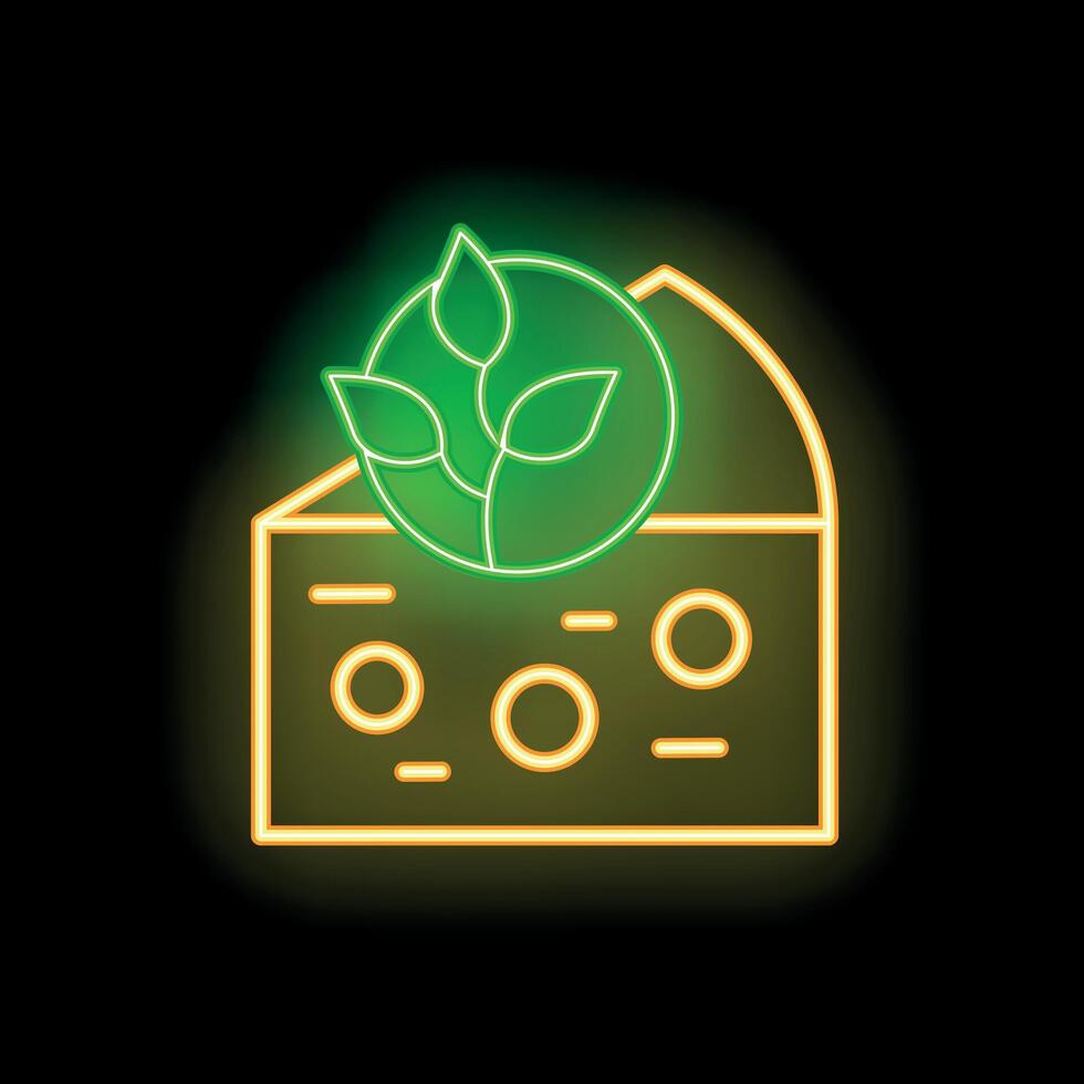 Neon icon of cheese representing vegan protein sources for vegetarian lifestyle vector