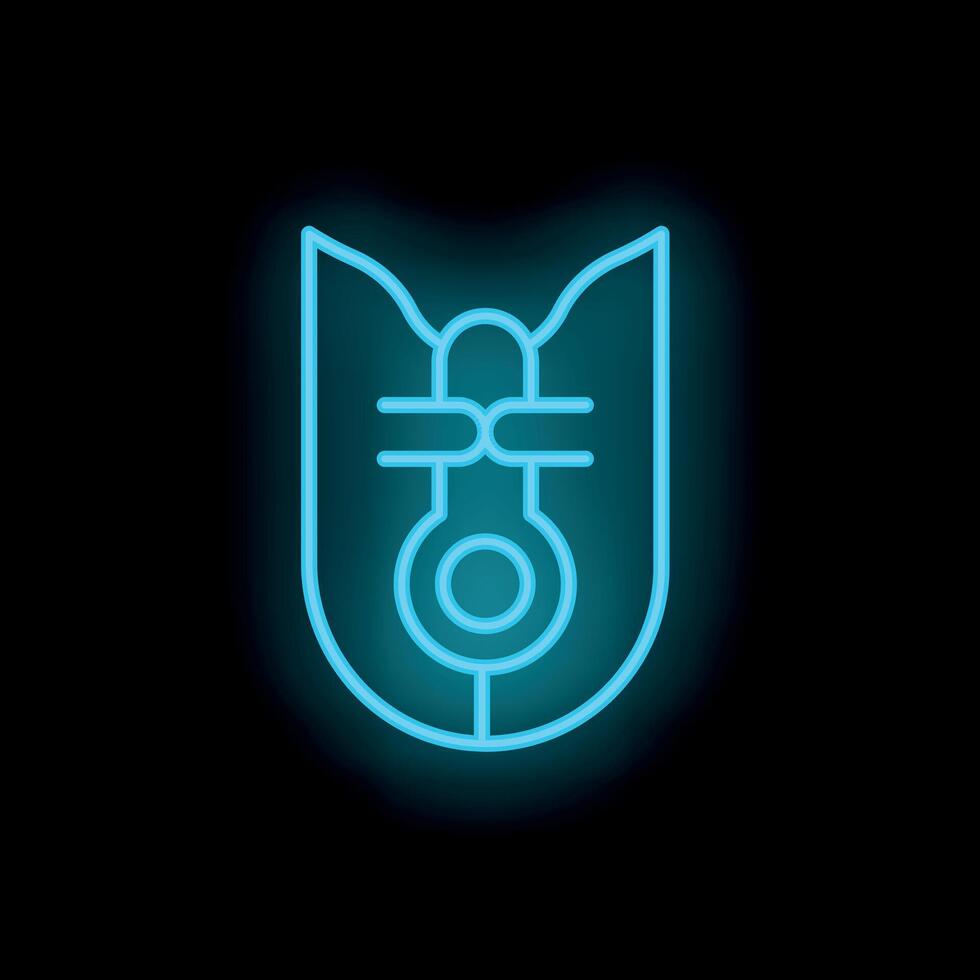 Blue neon sign showing bladder icon on black background vector