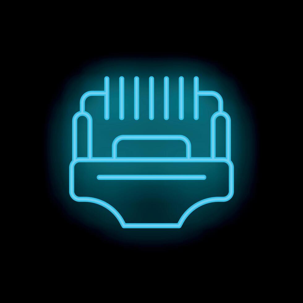 Neon icon of shredder machine destroying documents vector