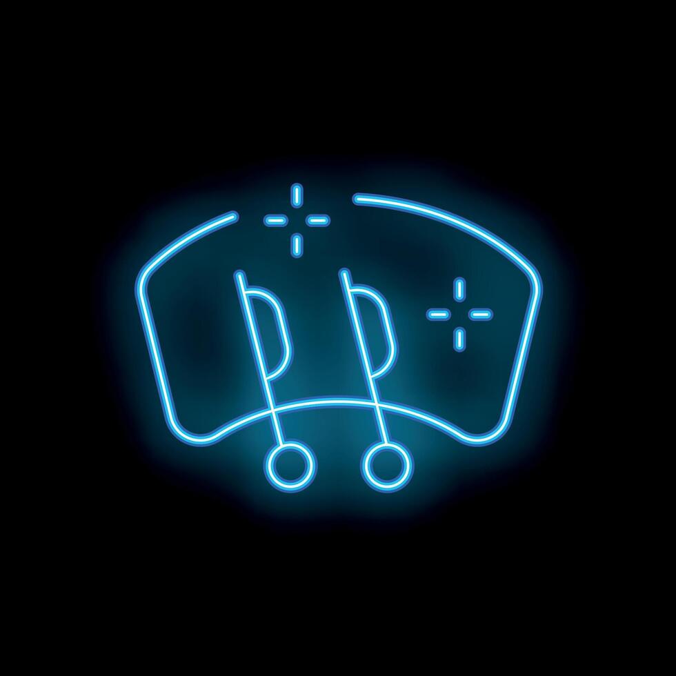 Neon windshield wiper icon glowing against a black background vector