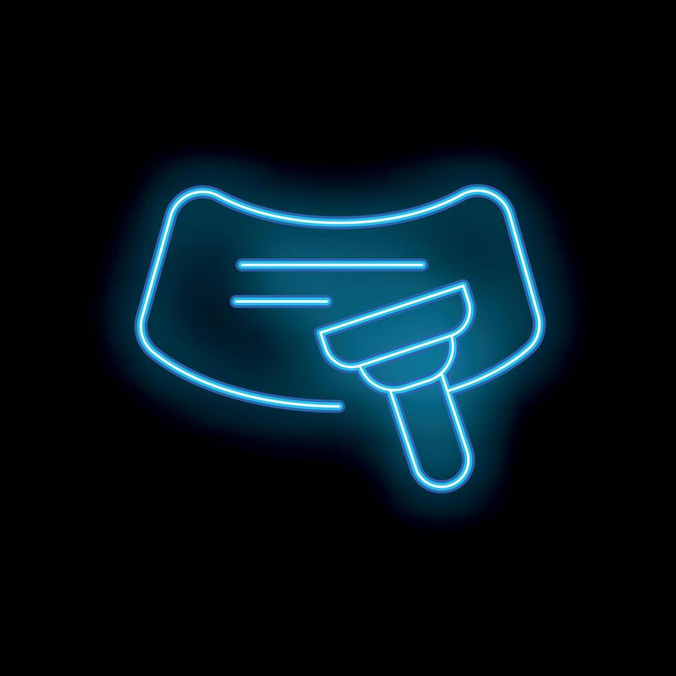 Neon icon of barcode scanner scanning a barcode vector