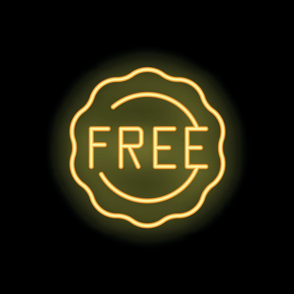 Neon sign showing a free offer in yellow neon light vector