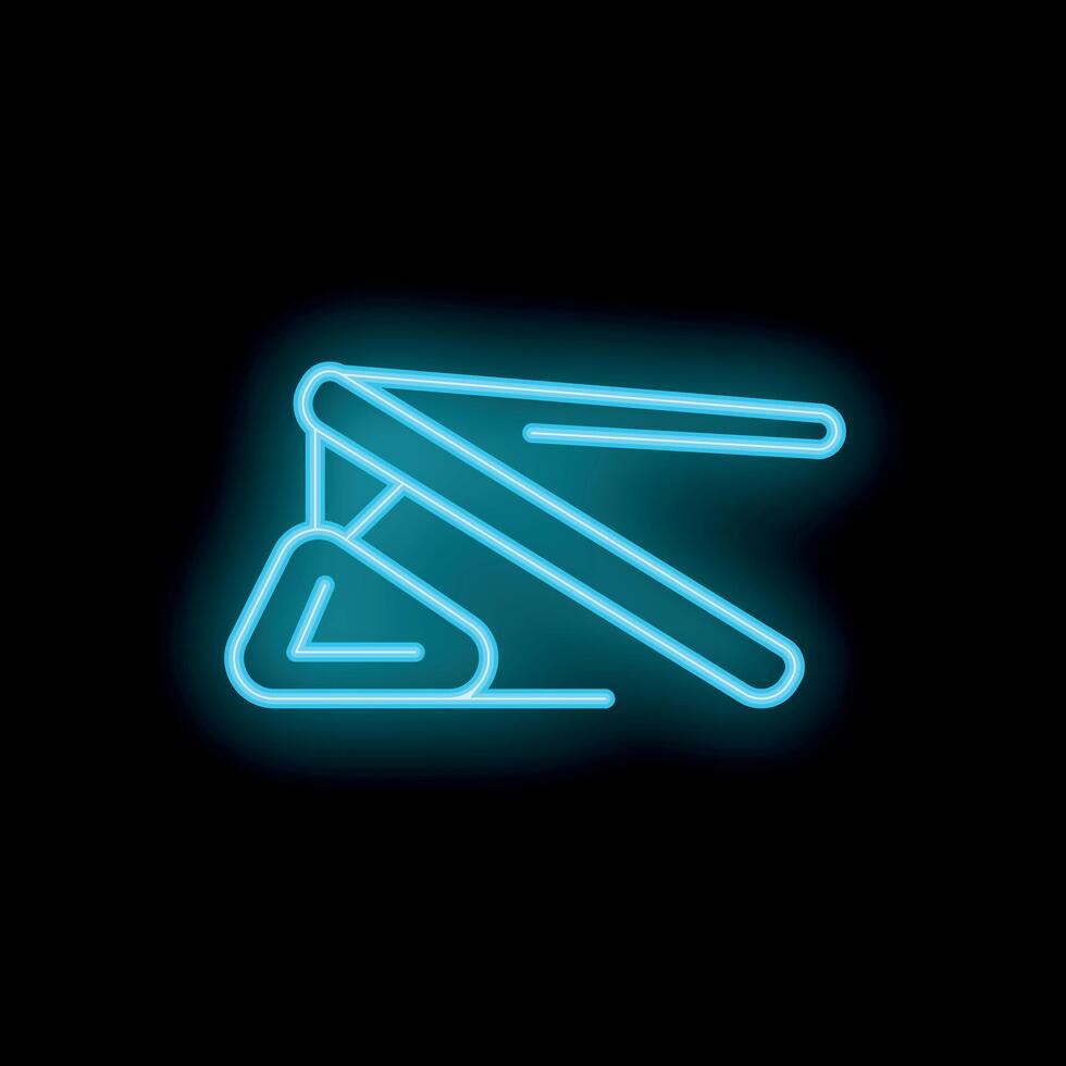 Blue neon icon of hang glider taking flight on black background vector