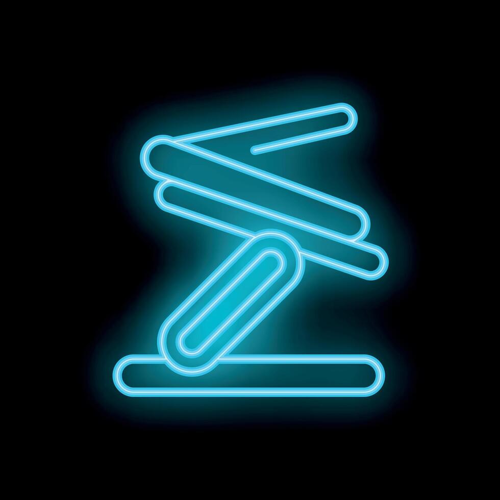 Neon sign showing car scissor jack over black background vector