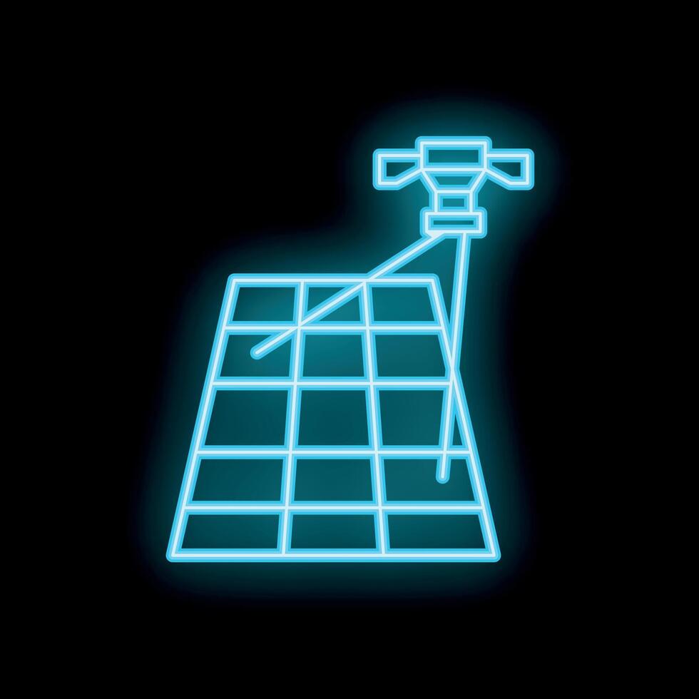 Neon solar panel receiving signal from satellite for energy production vector