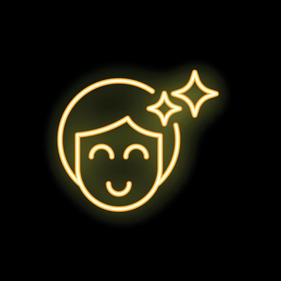 Woman face glowing with happiness neon light concept vector