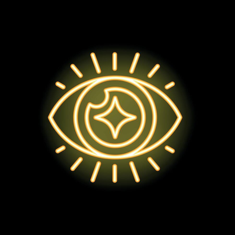 Neon eye shining brightly representing vision and perception vector