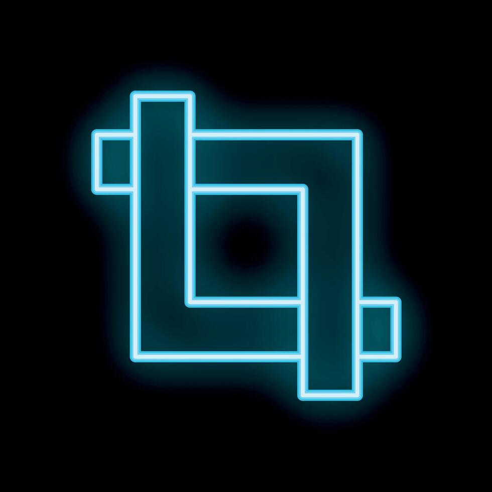 Neon crop sign glowing on black background vector