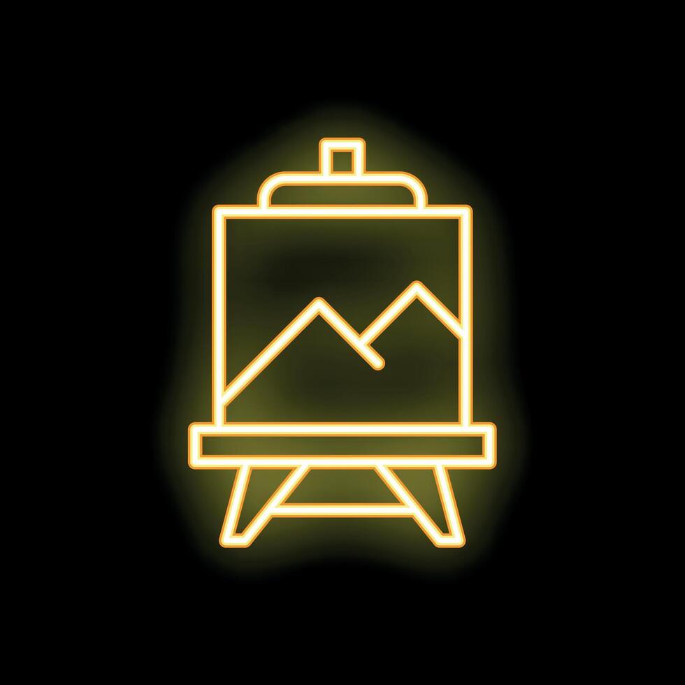 Neon icon representing easel painting mountains depicting art concept vector