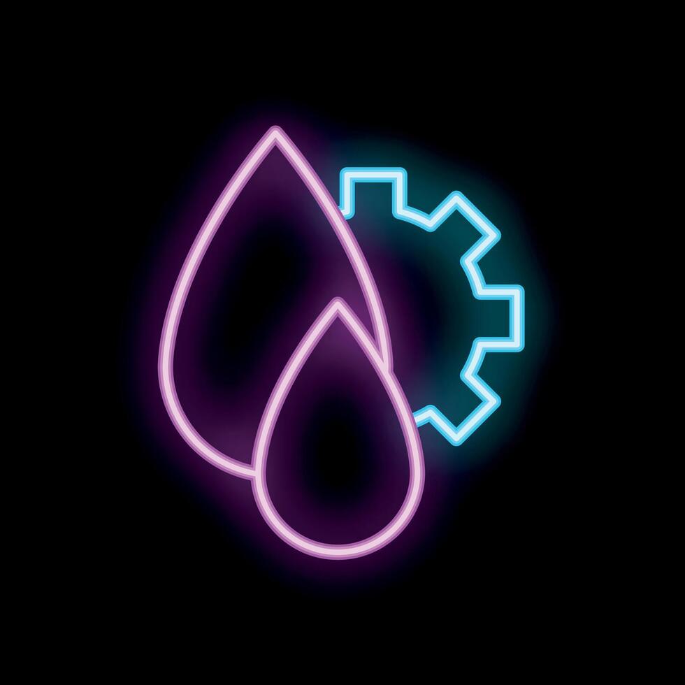 Neon icon of water drops symbolizing water management and treatment vector