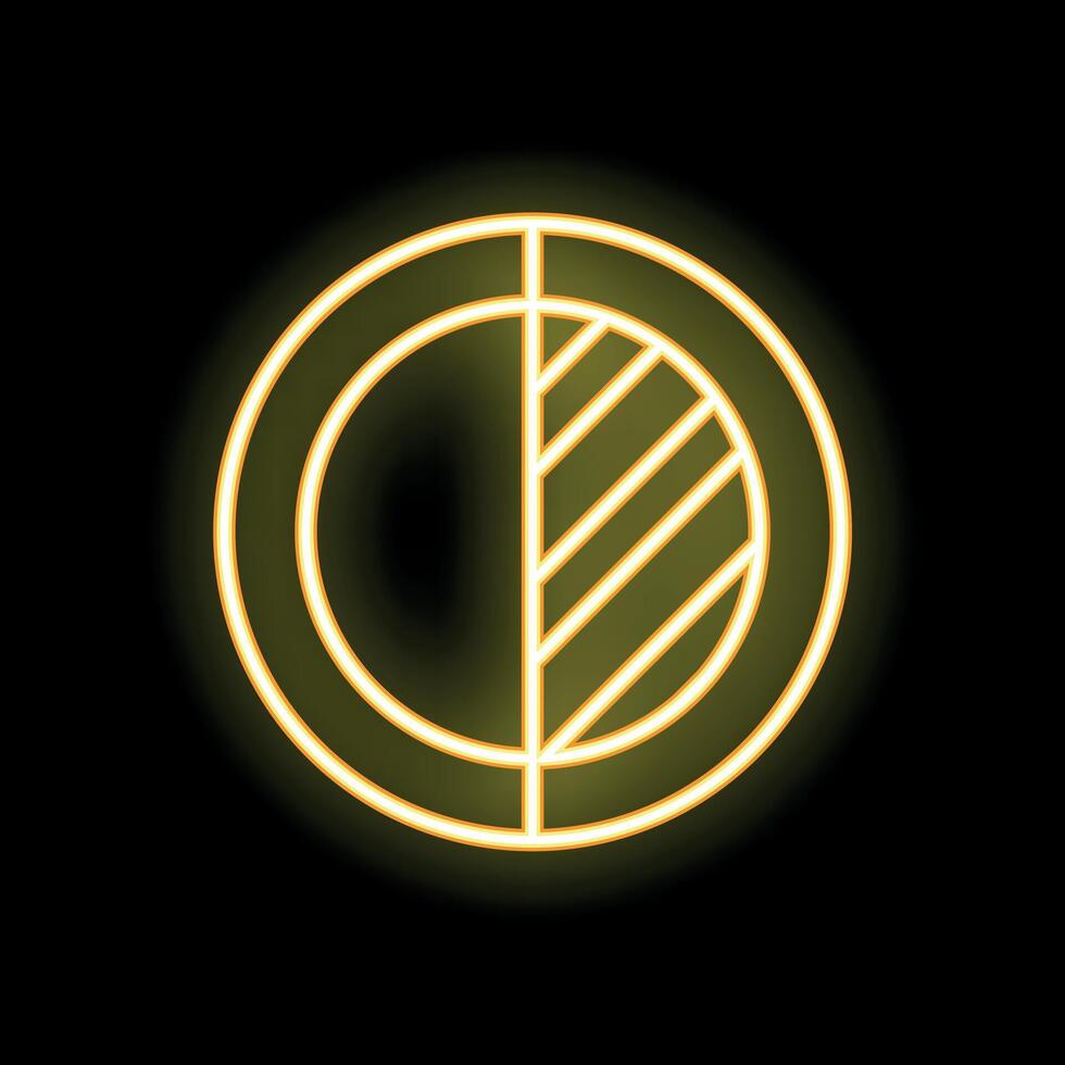 Neon yellow abstract circular shape glowing on black background vector