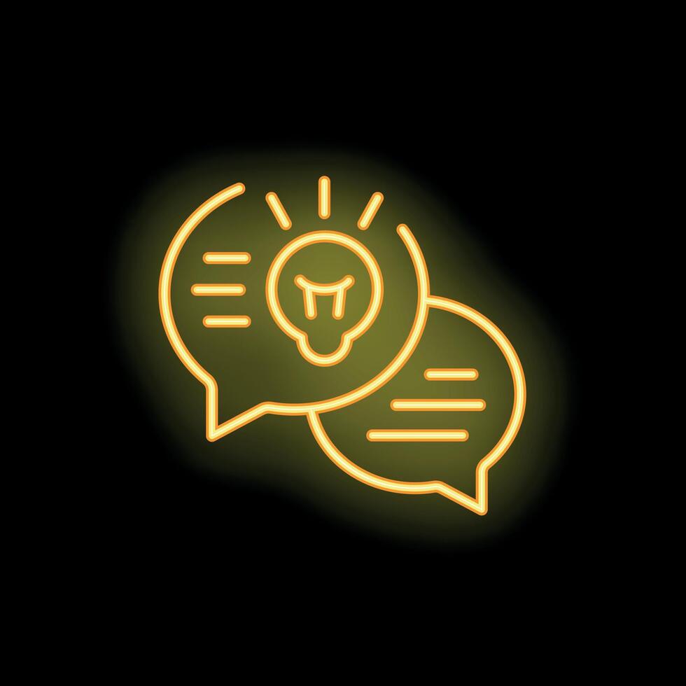 Neon icon of two speech bubbles communicating an idea vector