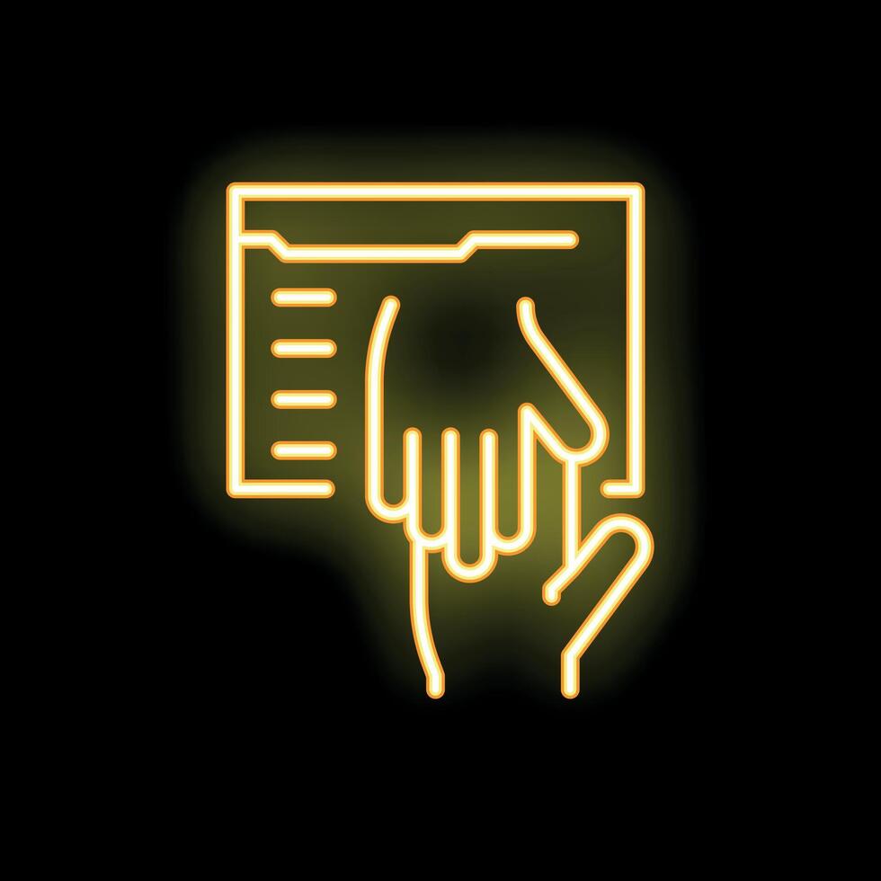 Neon sign of a hand holding another hand over a document vector