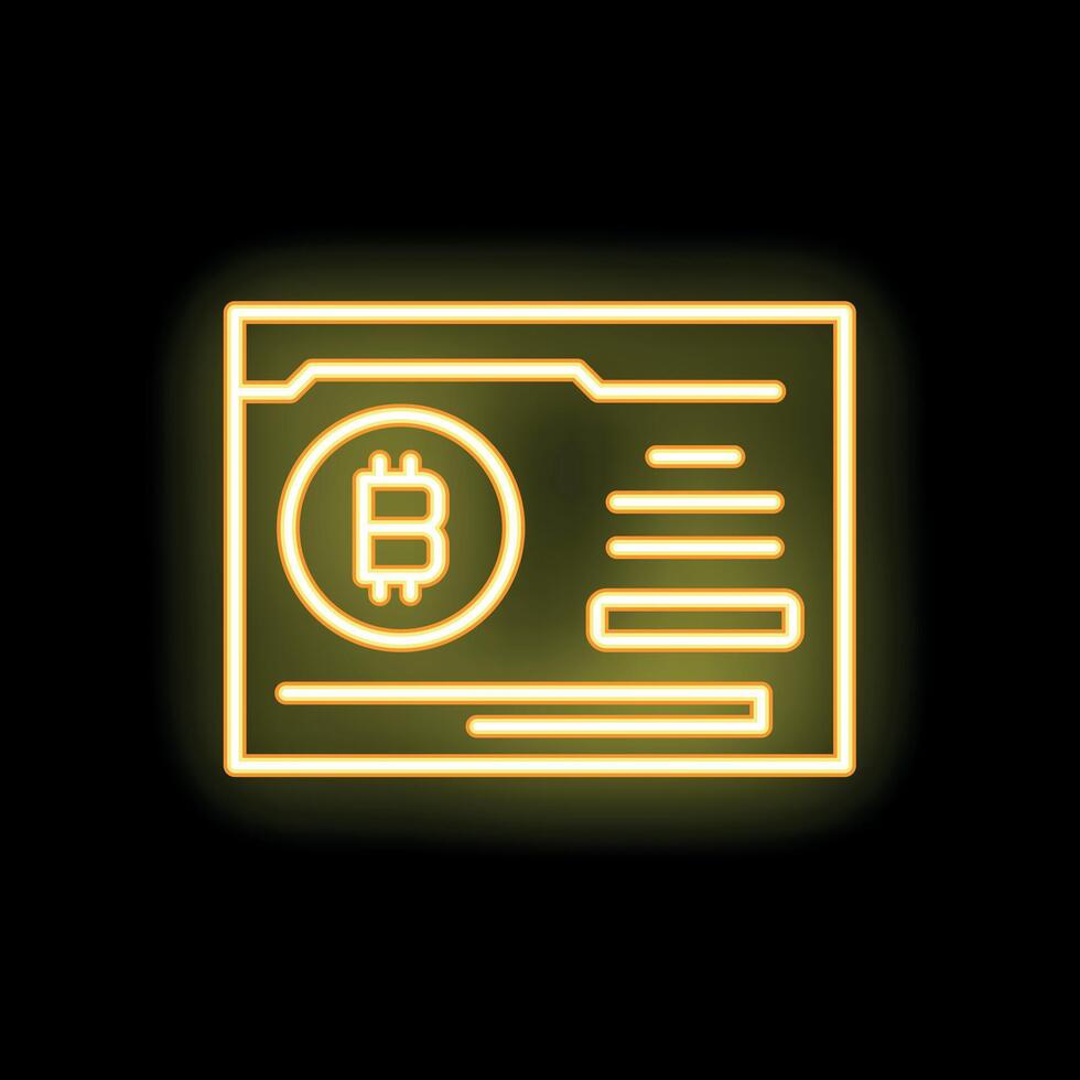 Neon yellow cryptocurrency website interface displaying bitcoin symbol vector