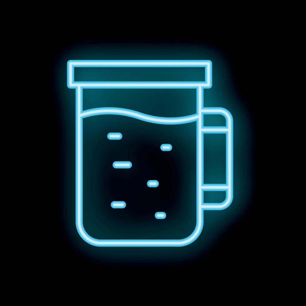 Neon sign of glass beer mug with froth on black background vector