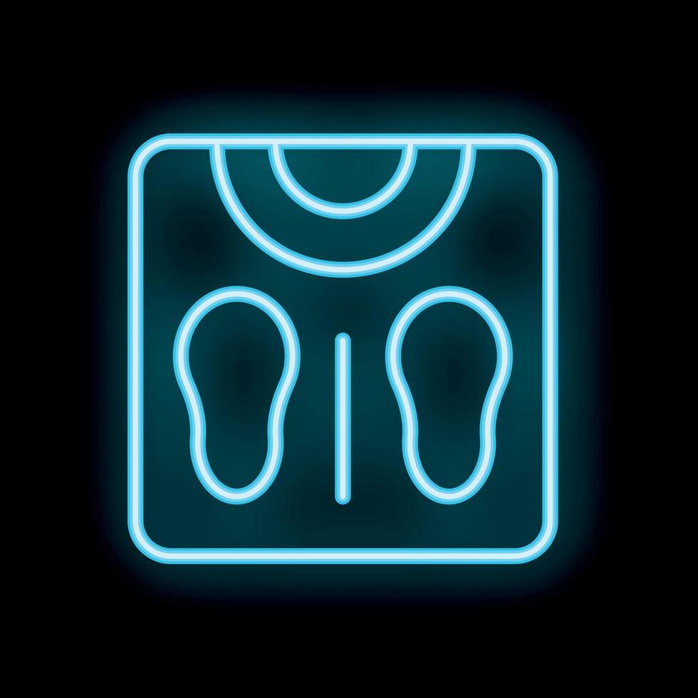 Neon bathroom scale glowing on dark background vector