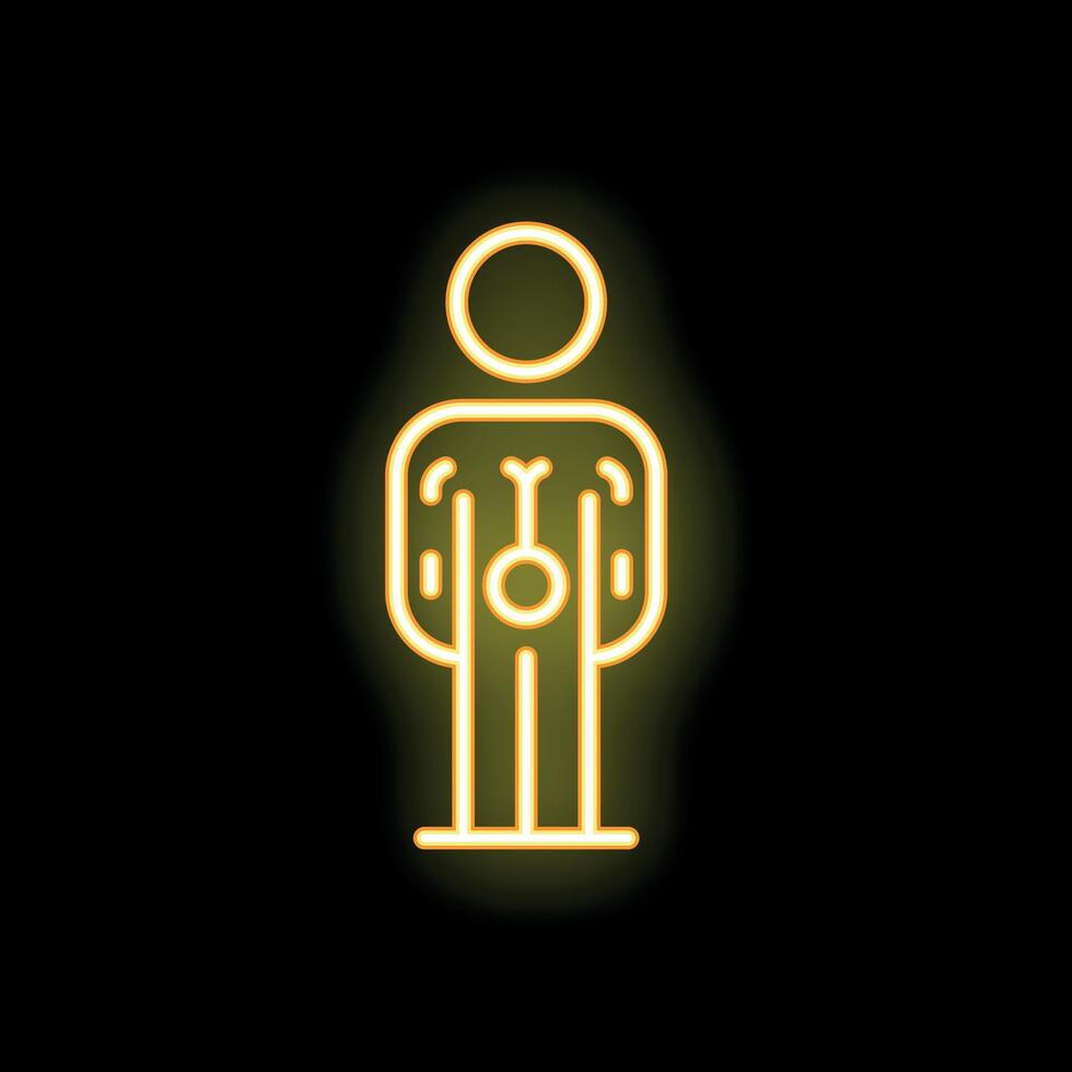 Neon icon of a person suffering from abdominal pain vector