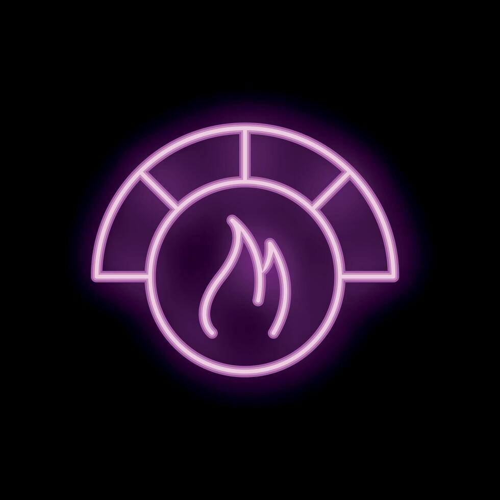 Neon icon of a brick oven burning for pizzeria logo or menu design vector