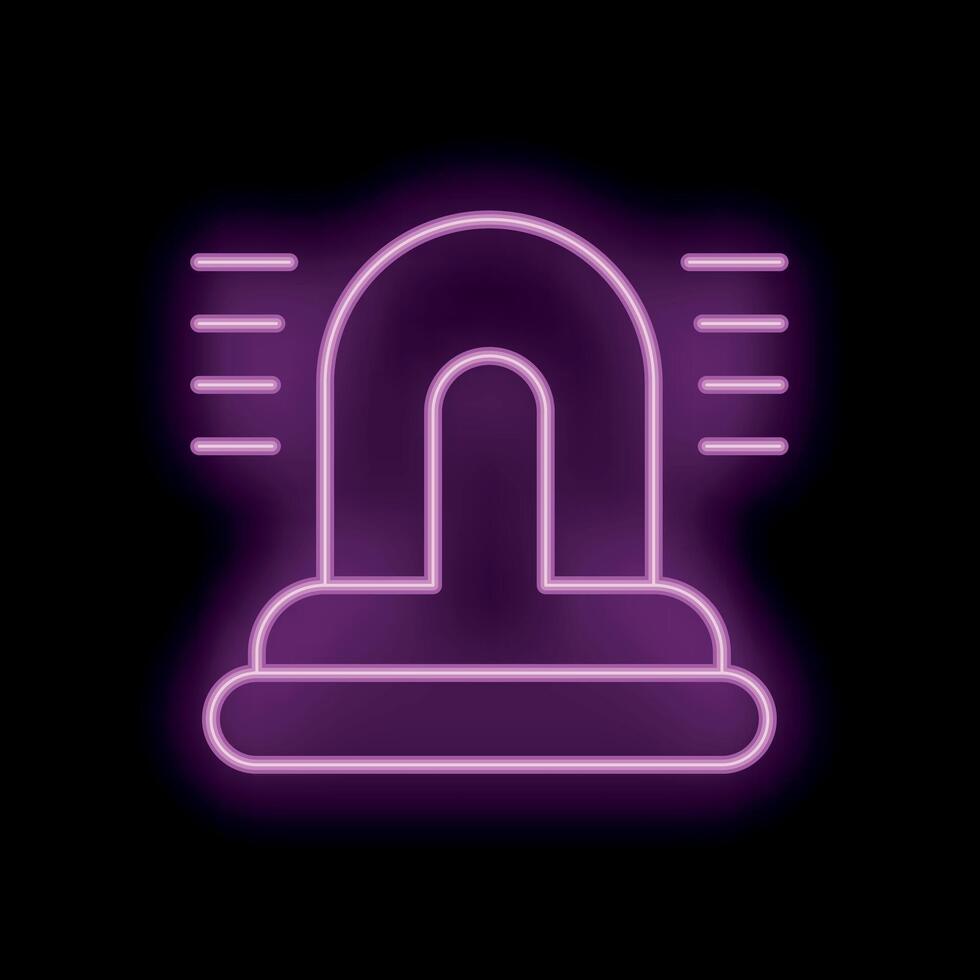 Neon siren light flashing in purple on black background vector