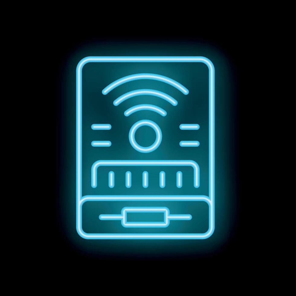 Neon sign of a smart home system controlling temperature and wifi vector