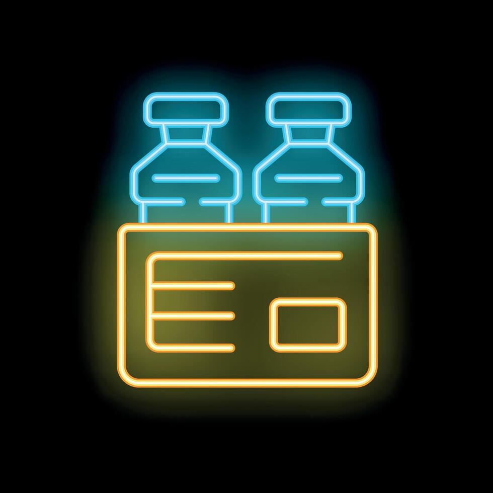 Neon sign depicting water cooler for office with bottles on top vector